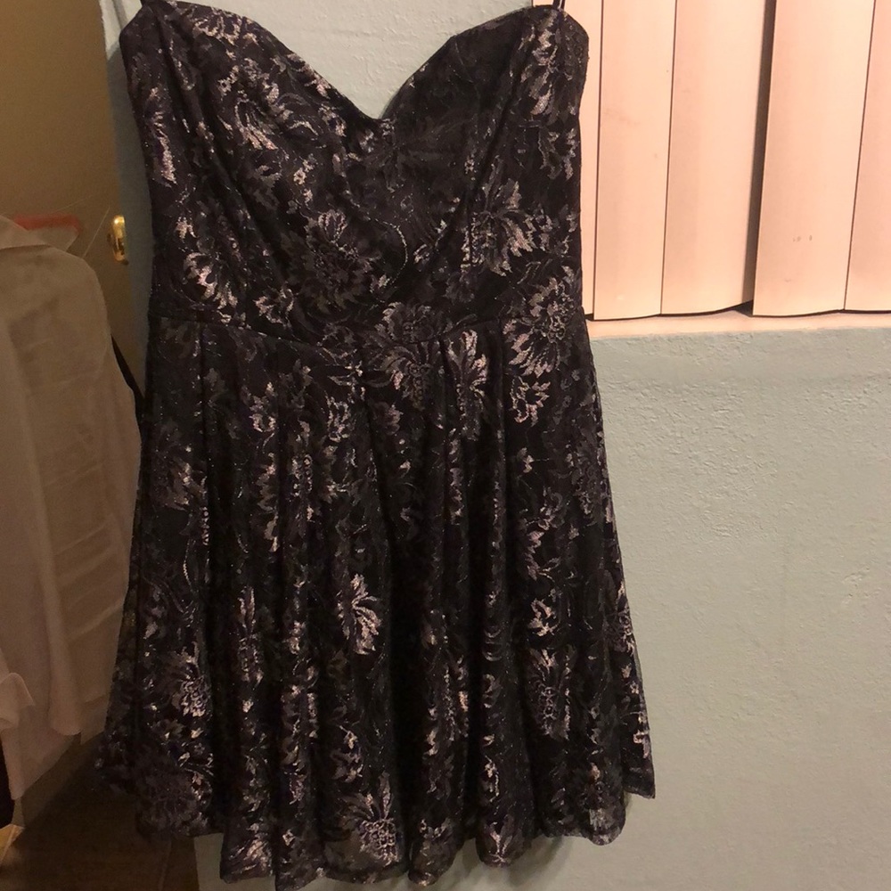 Black and silver mini dress